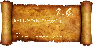 Kolláth Gergely névjegykártya